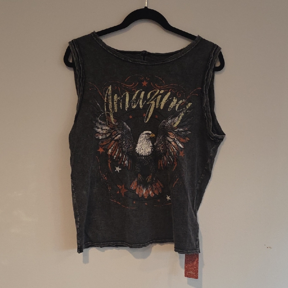 Amazing Graphic Eagle Muscle Tee - Black